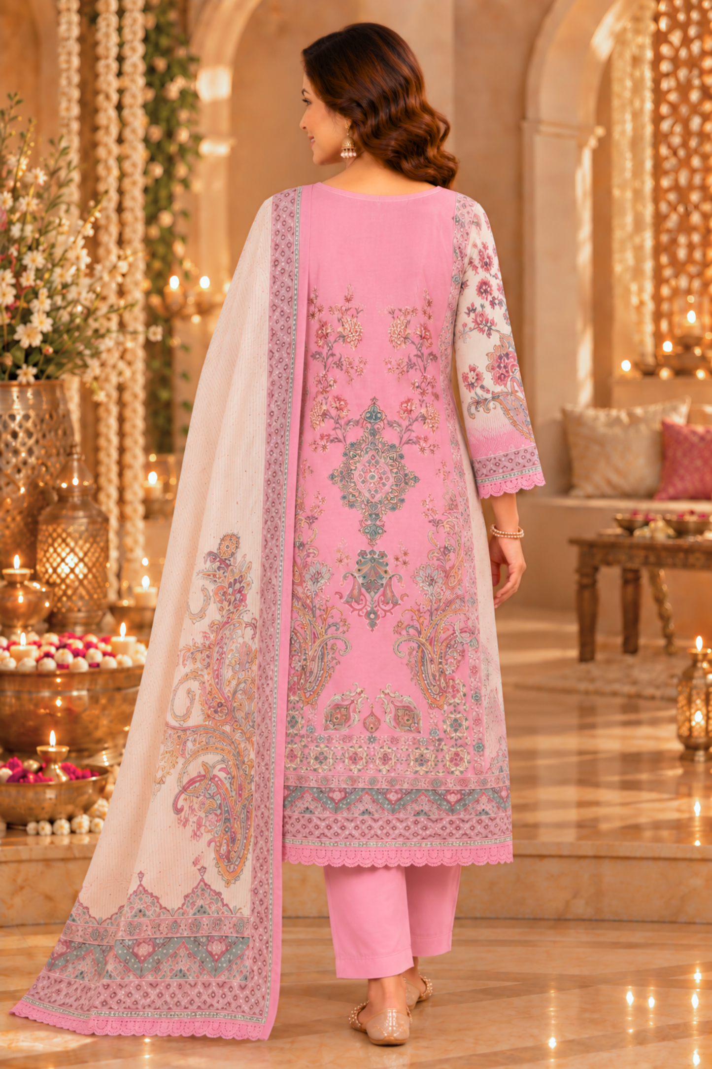 Shabnam Karachi Muslin Suit with Mirror Work