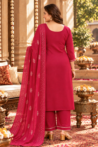 Shagun Red Embroidered Fancy Suit