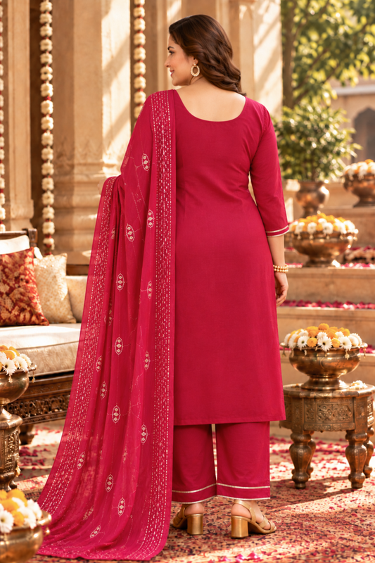Shagun Red Embroidered Fancy Suit