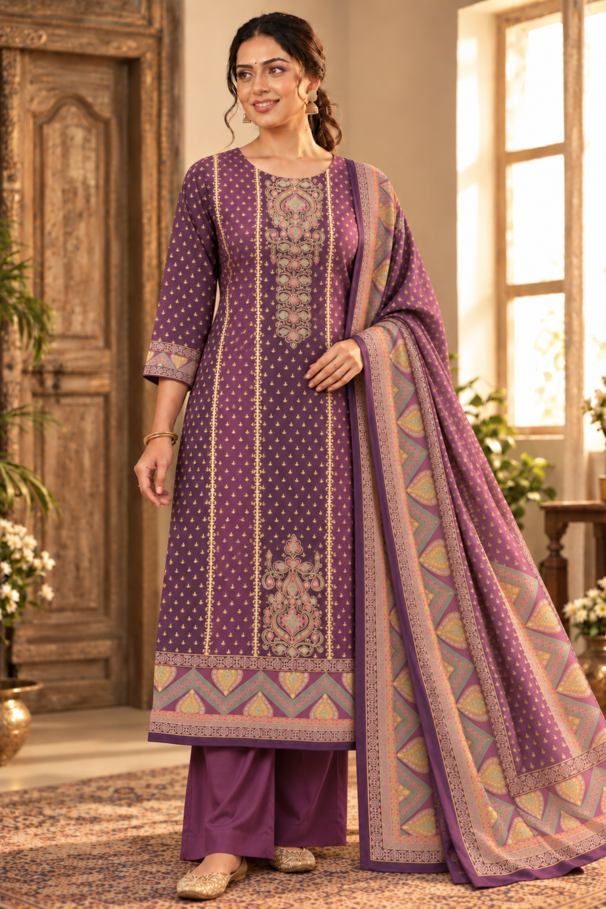 Shahi Jamun Fancy Suit With Aari Work