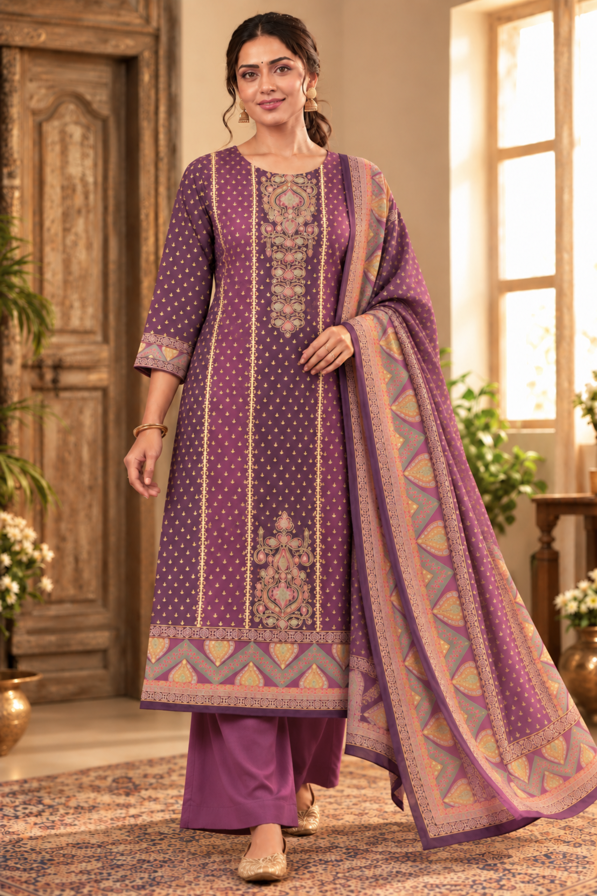 Shahi Jamun Fancy Suit With Aari Work