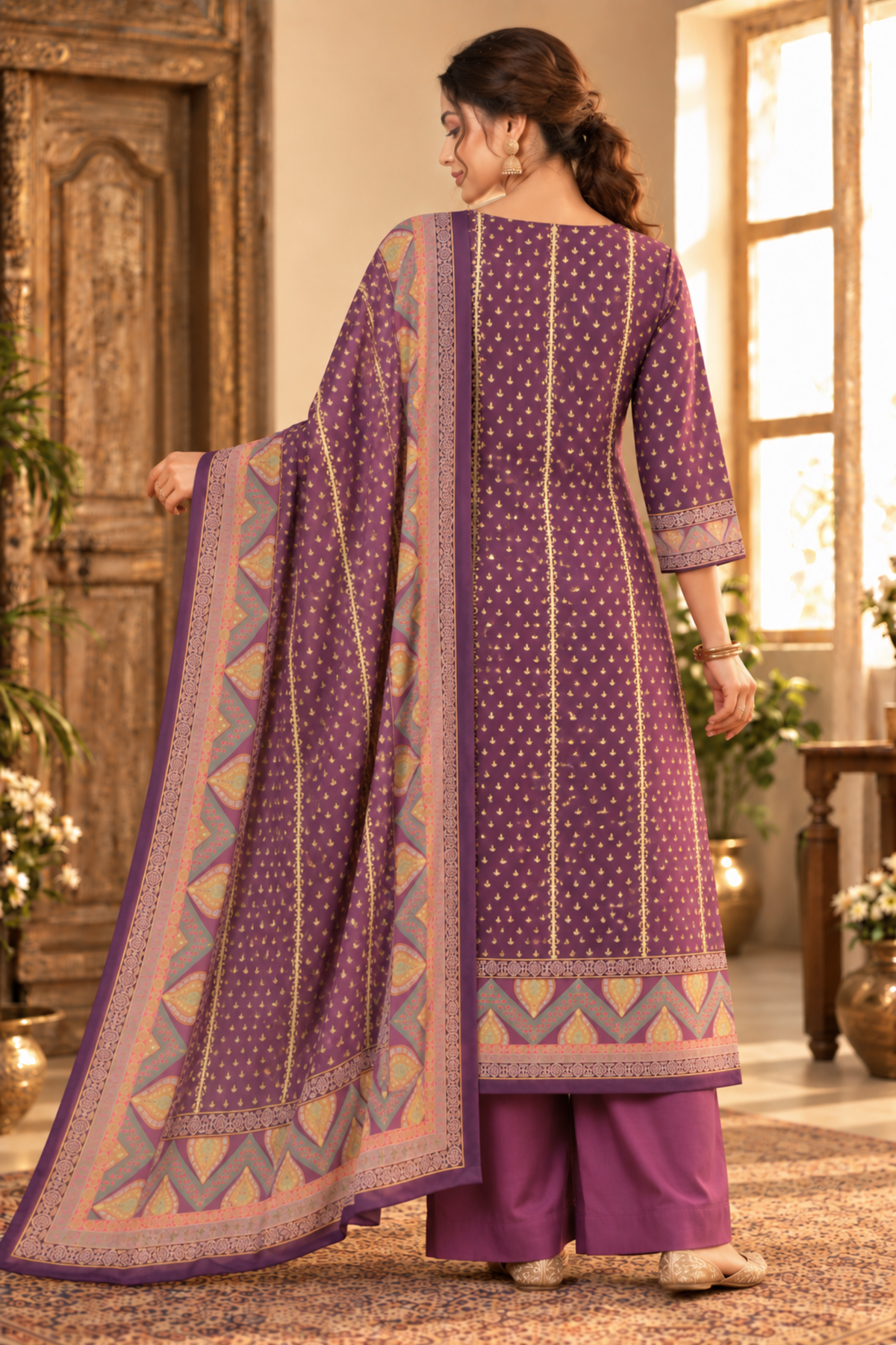 Shahi Jamun Fancy Suit With Aari Work
