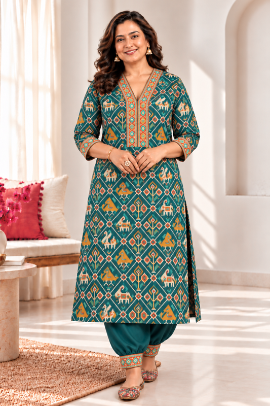 Mor Pankh A-line Kurta With Afghani Pants