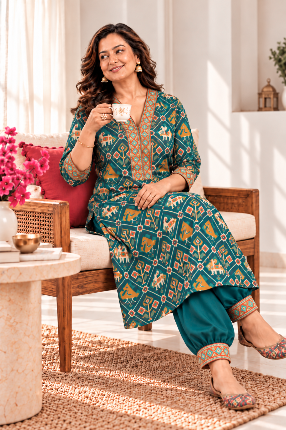 Mor Pankh A-line Kurta With Afghani Pants