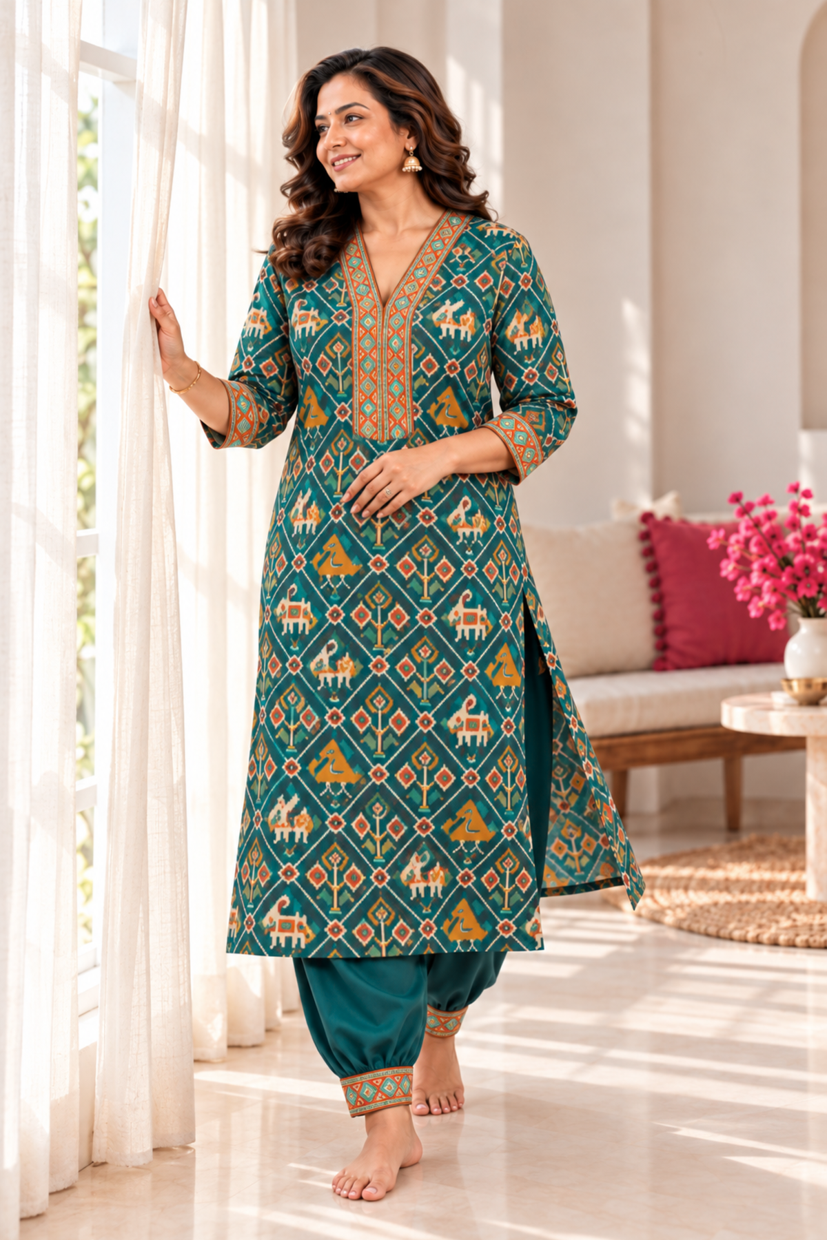 Mor Pankh A-line Kurta With Afghani Pants
