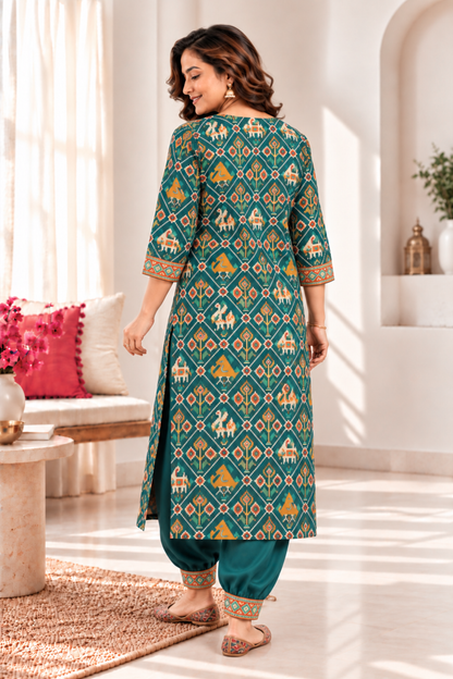 Mor Pankh A-line Kurta With Afghani Pants