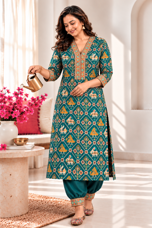 Mor Pankh A-line Kurta With Afghani Pants