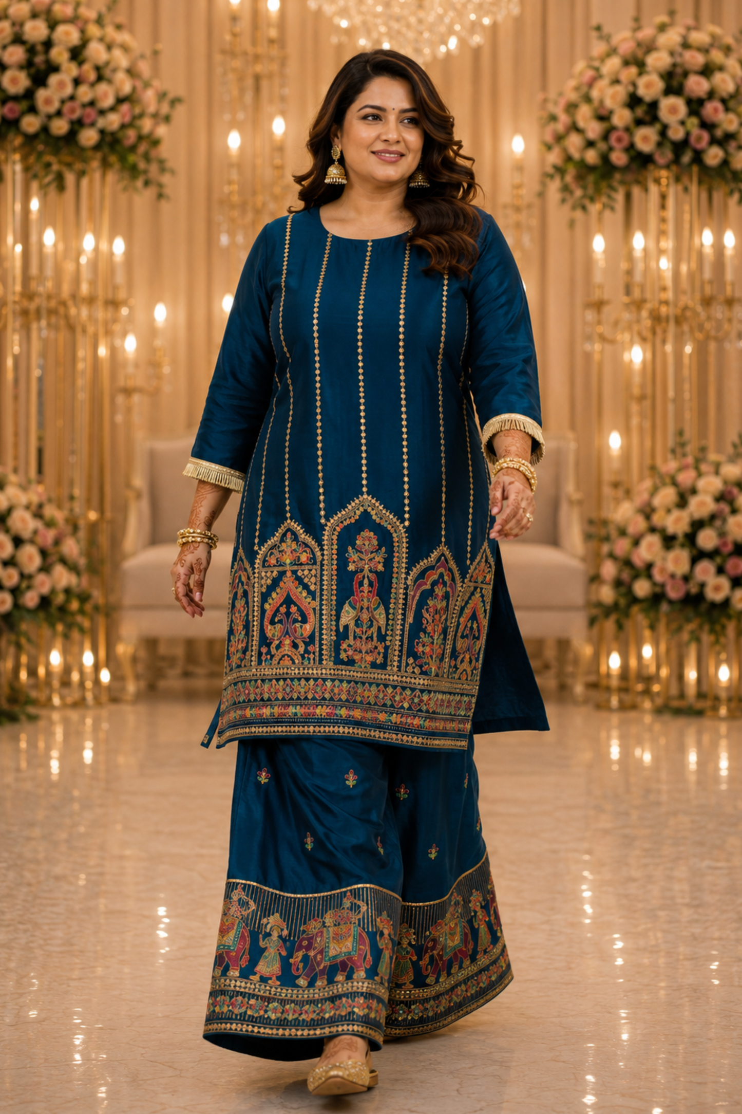 Aariza Blue Zari Embroidered Suit With Flared Pants (Copy)