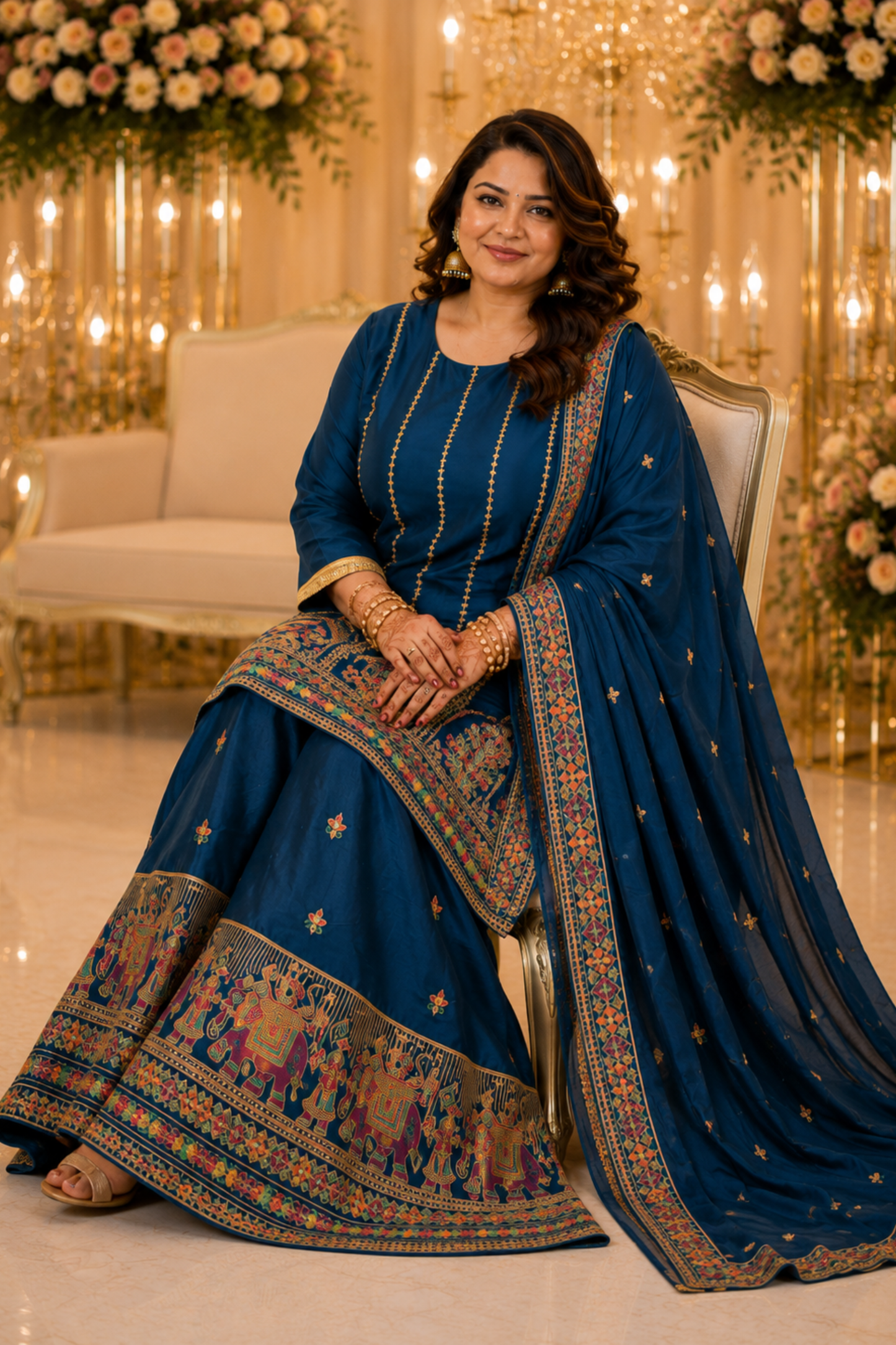 Aariza Blue Zari Embroidered Suit With Flared Pants (Copy)