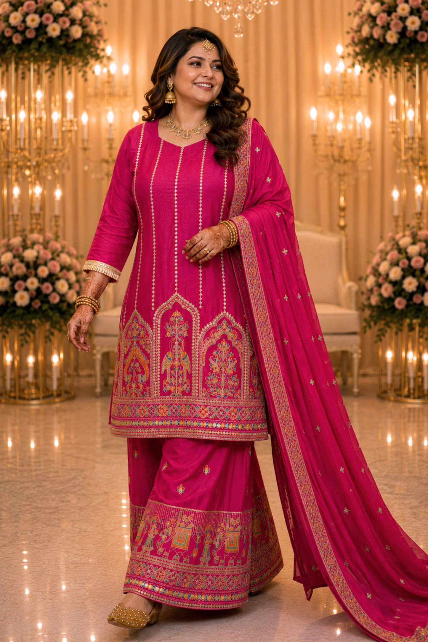Mehveen Palkhi Zari Embroidered Suit With Flared Pants (Copy)