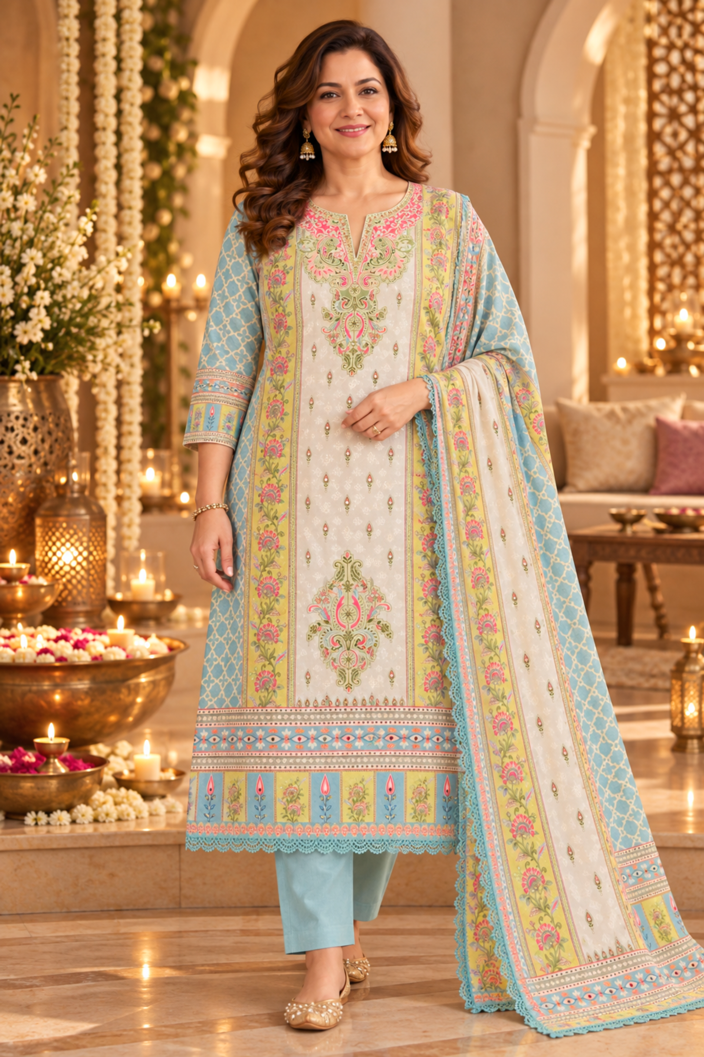 Shehnaz Ivory Karachi Suit with Aari Work