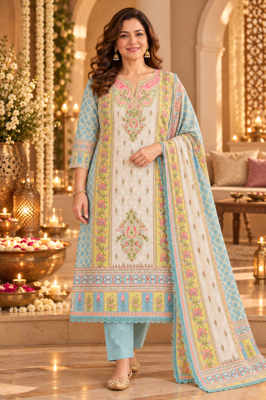 Shehnaz Ivory Karachi Suit with Aari Work