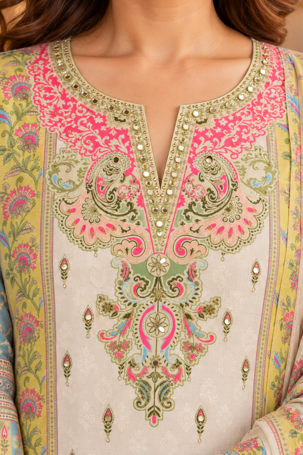 Shehnaz Ivory Karachi Suit with Aari Work