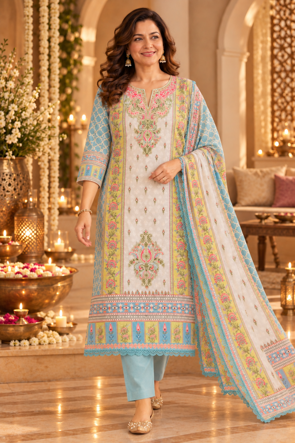 Shehnaz Ivory Karachi Suit with Aari Work