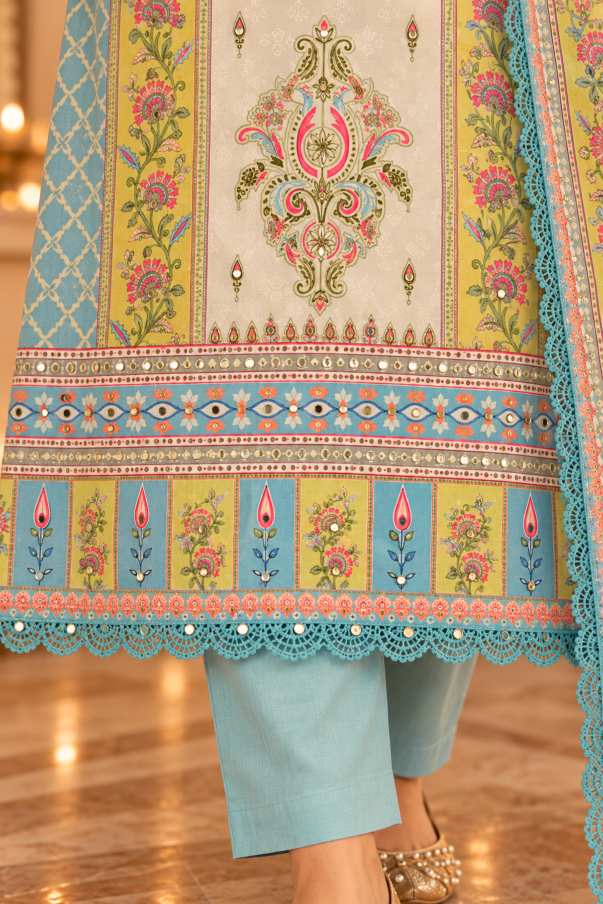 Shehnaz Ivory Karachi Suit with Aari Work