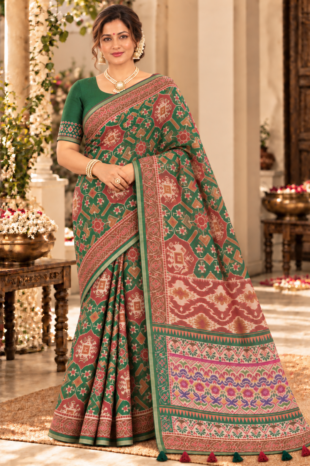 Shloka Printed Saree With 1.5 Mtr Blouse Piece