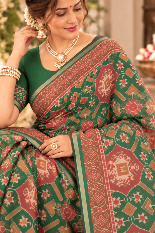 Shloka Printed Saree With 1.5 Mtr Blouse Piece