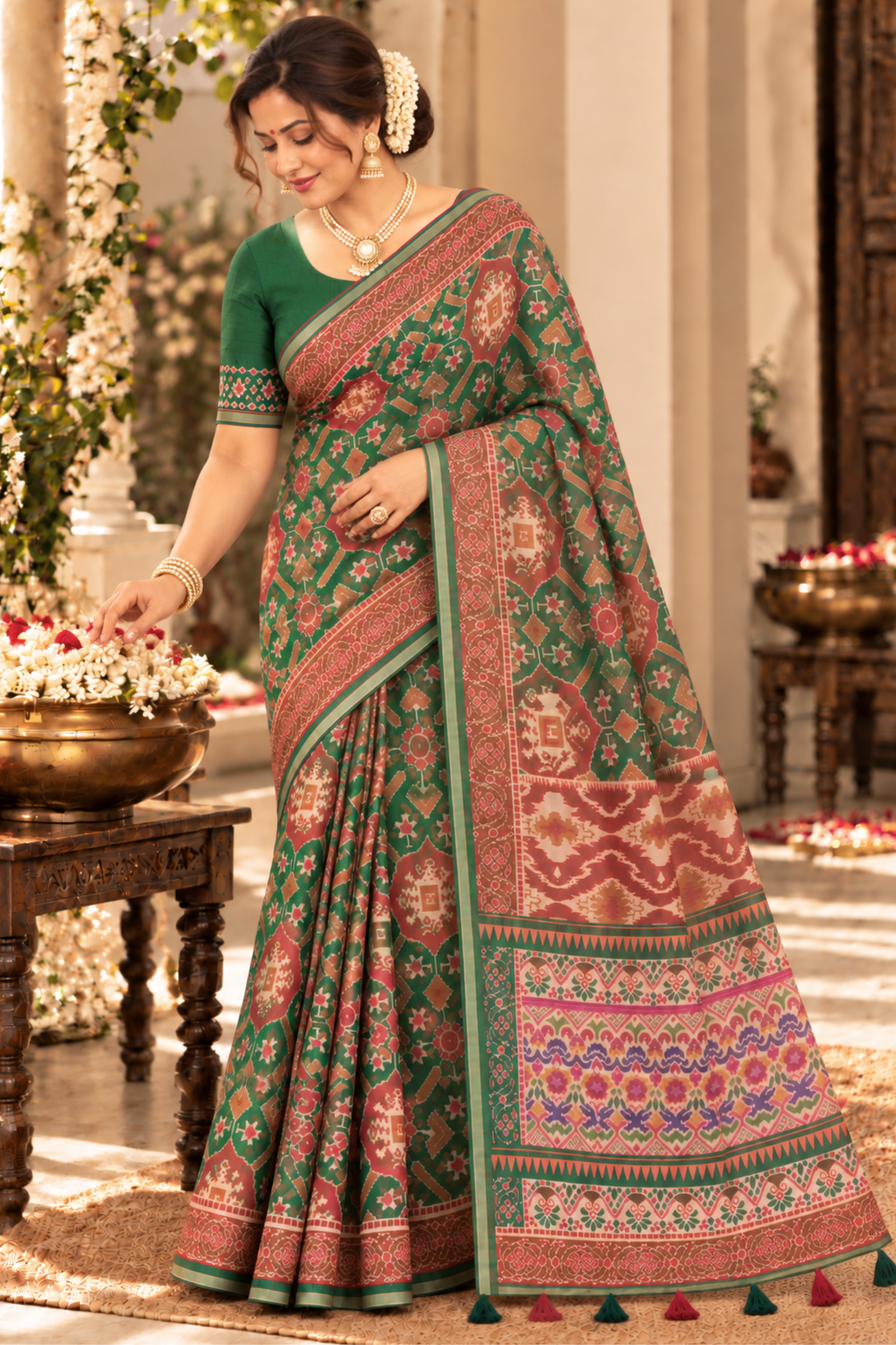 Shloka Printed Saree With 1.5 Mtr Blouse Piece
