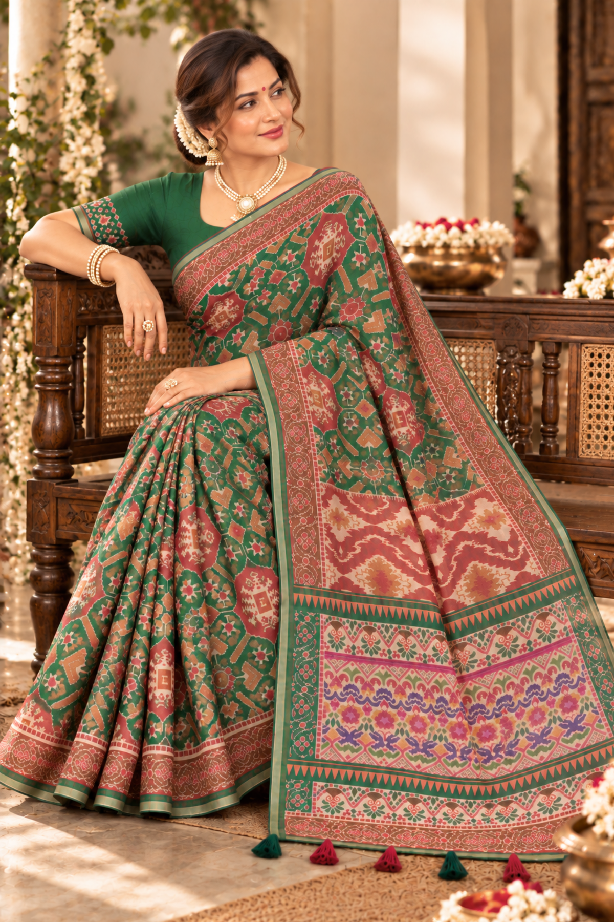 Shloka Printed Saree With 1.5 Mtr Blouse Piece