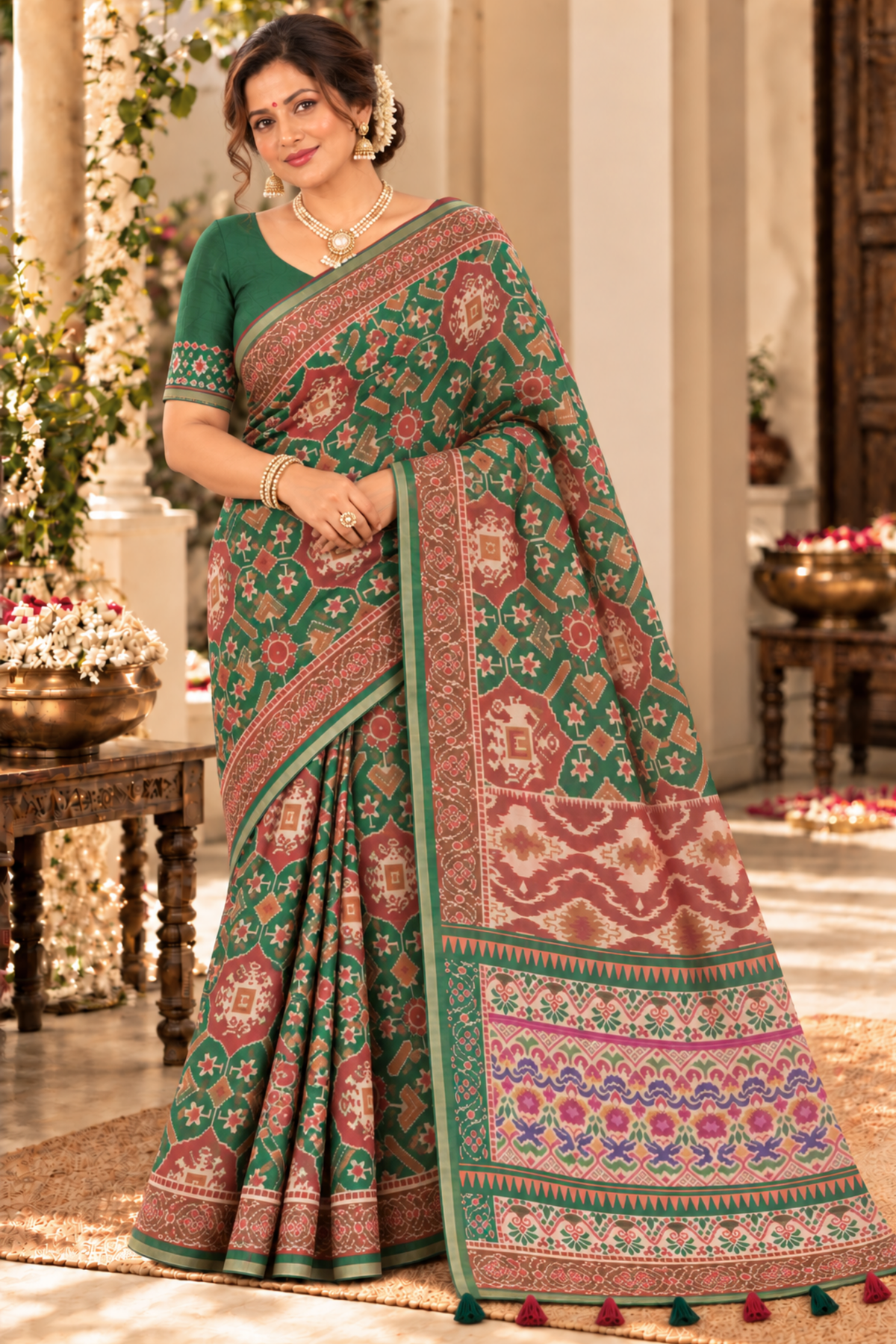 Shloka Printed Saree With 1.5 Mtr Blouse Piece
