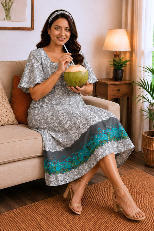 Silver Bloom Georgette Dress