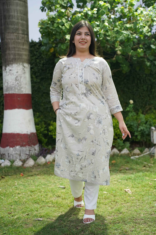 Silver Cloud Mul Cotton Kurta