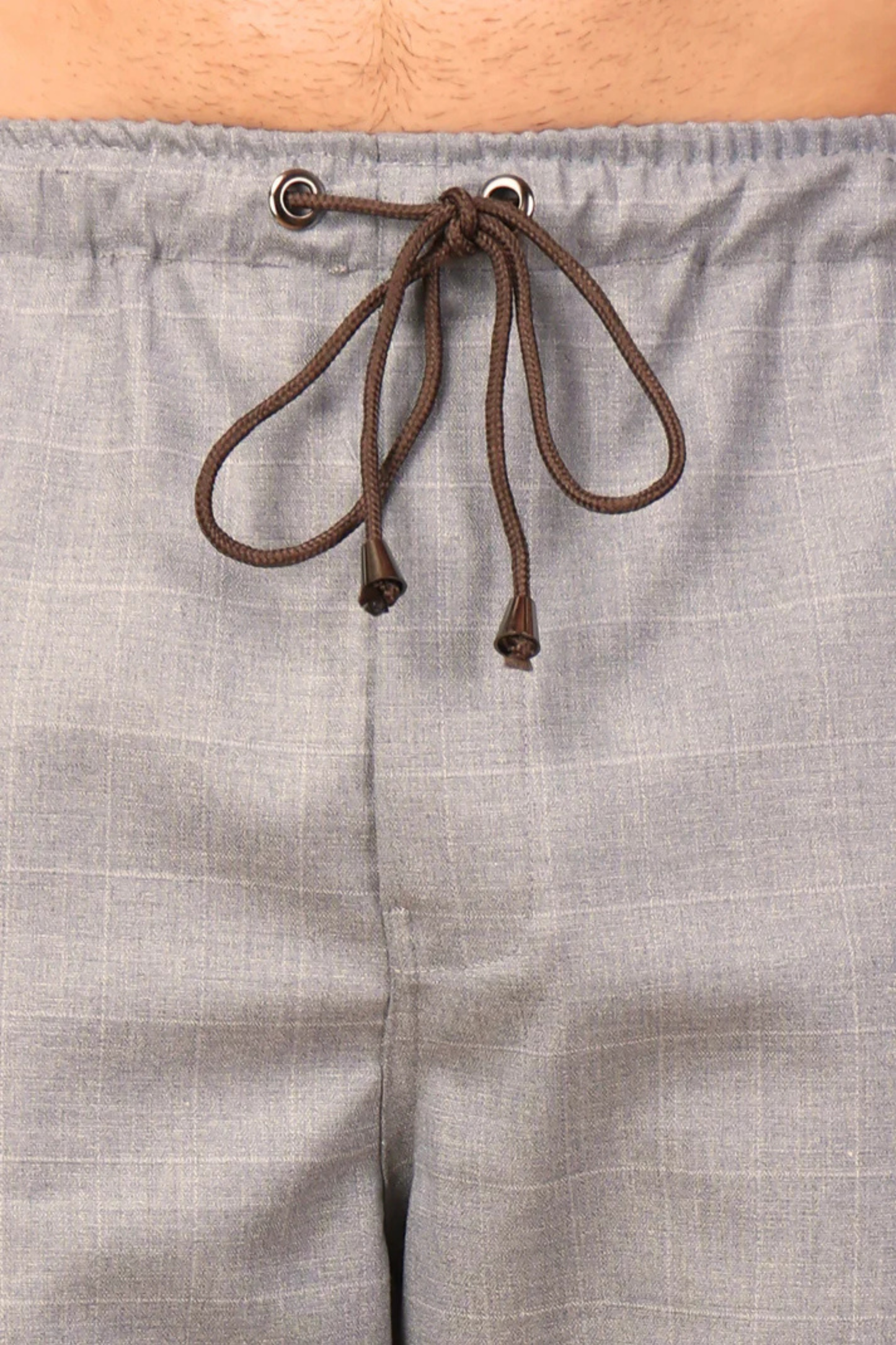 Silver Grey Checked Stretchable Cargo- 4 Pocket