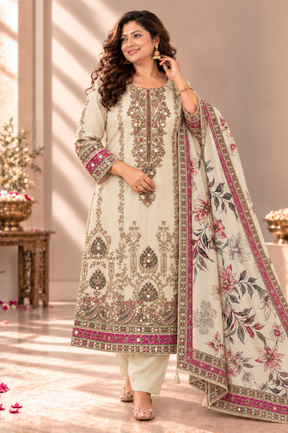 Sitara Gul Karachi Muslin Suit With Aari Work