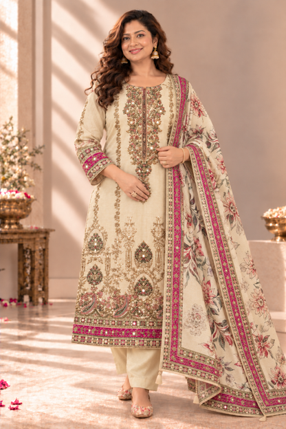 Sitara Gul Karachi Muslin Suit With Aari Work