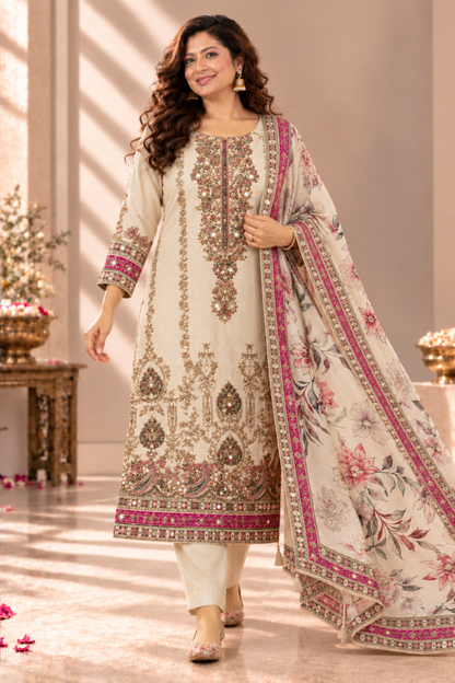 Sitara Gul Karachi Muslin Suit With Aari Work