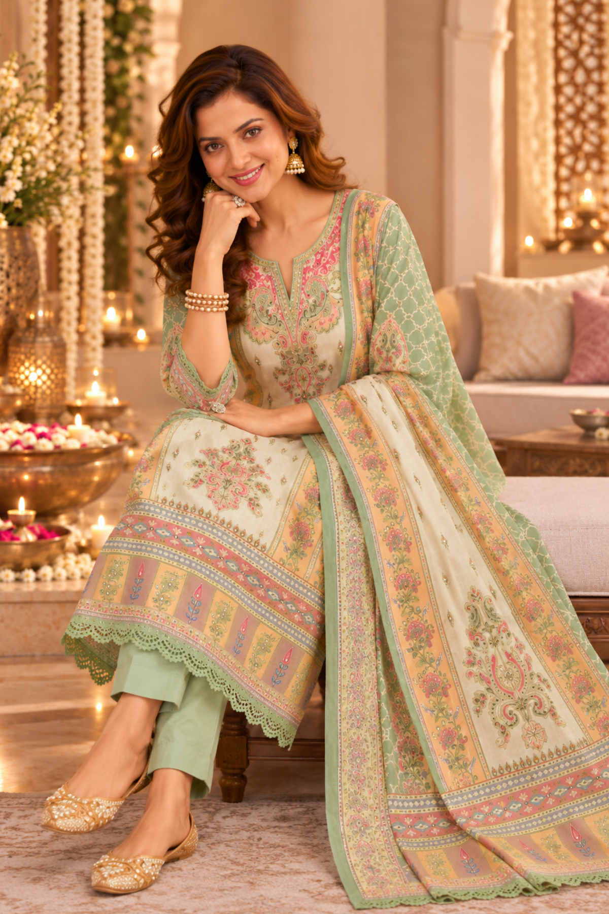 Sitara Karachi Muslin Suit with Mirror Work