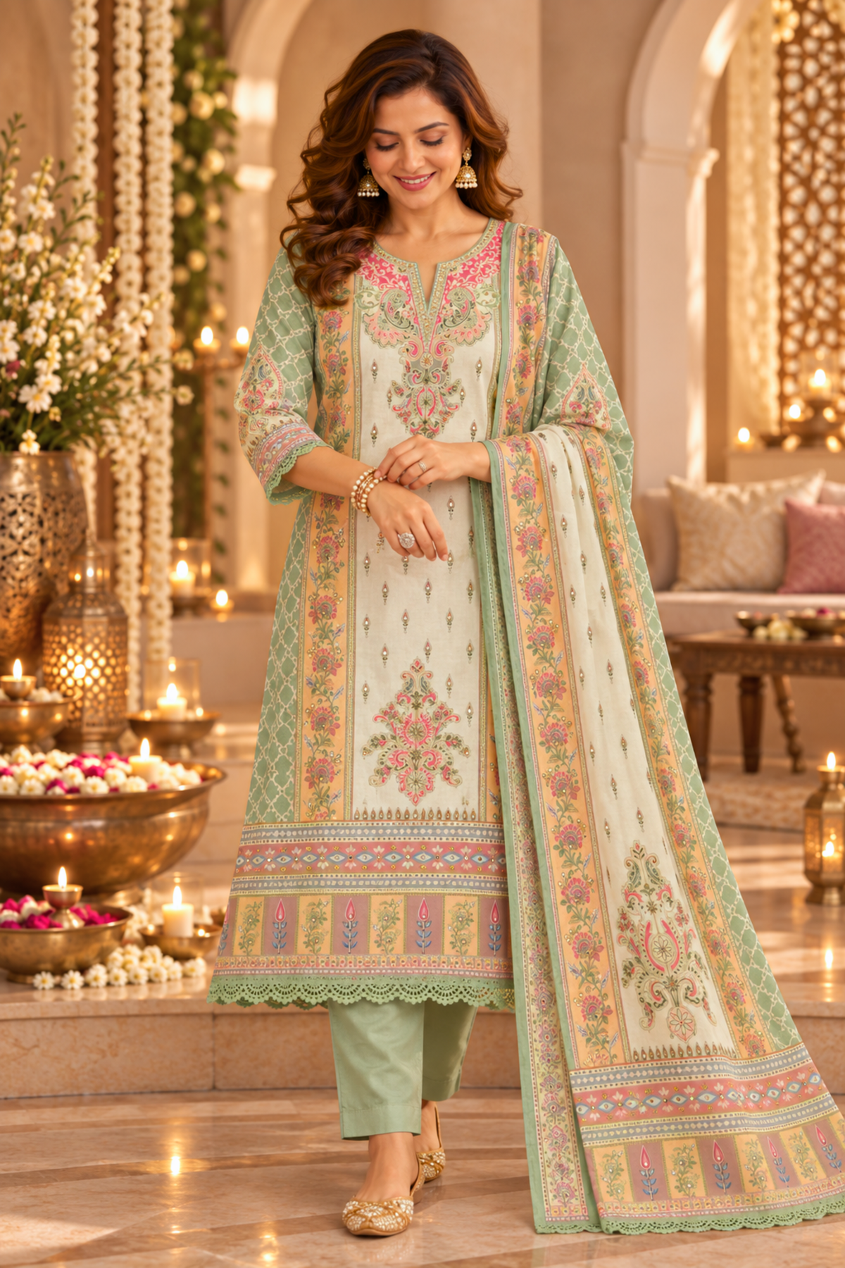 Sitara Karachi Muslin Suit with Mirror Work