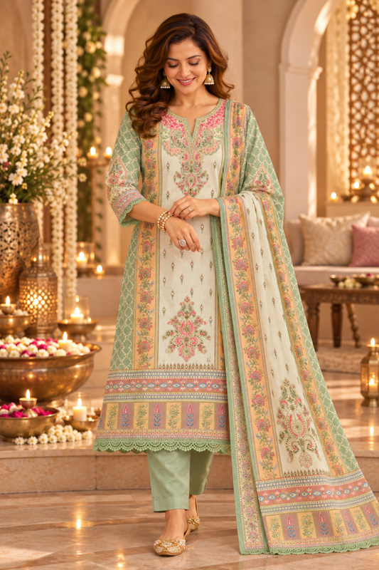 Sitara Karachi Muslin Suit with Mirror Work
