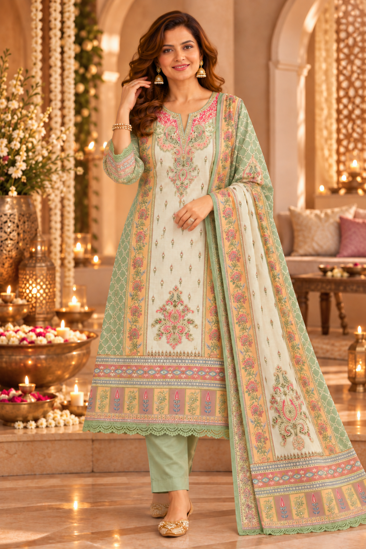 Sitara Karachi Muslin Suit with Mirror Work