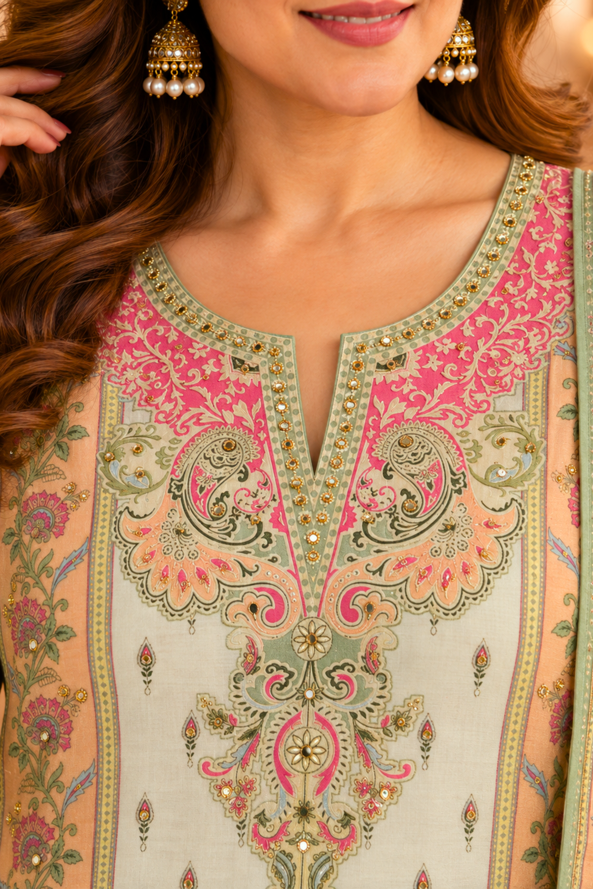 Sitara Karachi Muslin Suit with Mirror Work