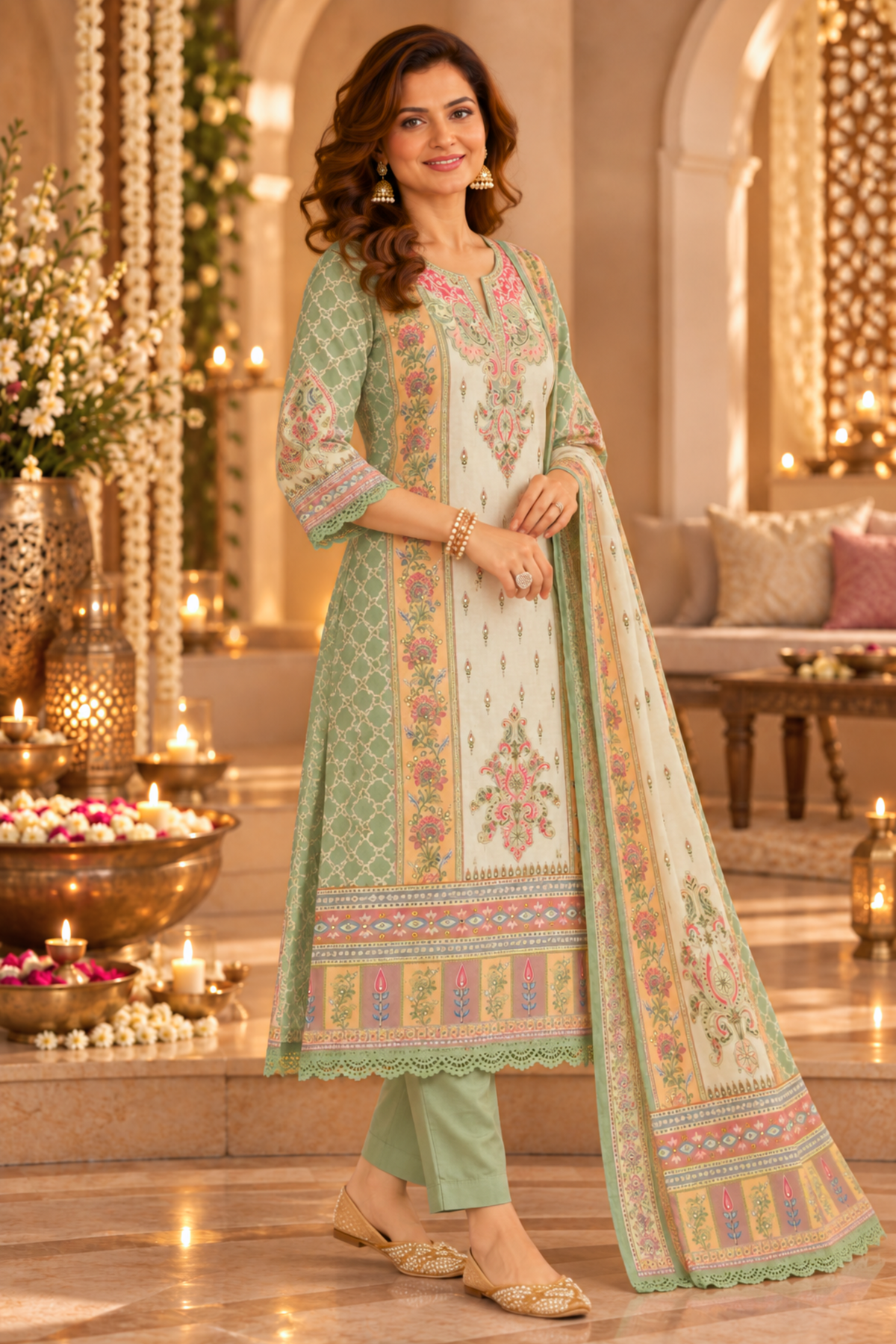 Sitara Karachi Muslin Suit with Mirror Work