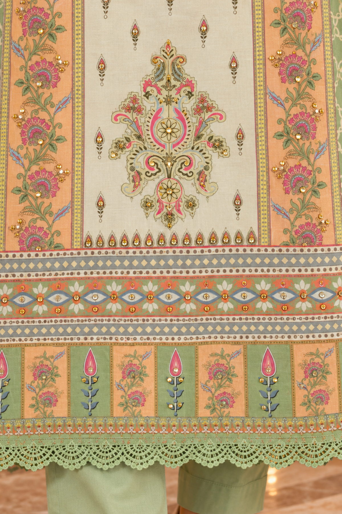 Sitara Karachi Muslin Suit with Mirror Work