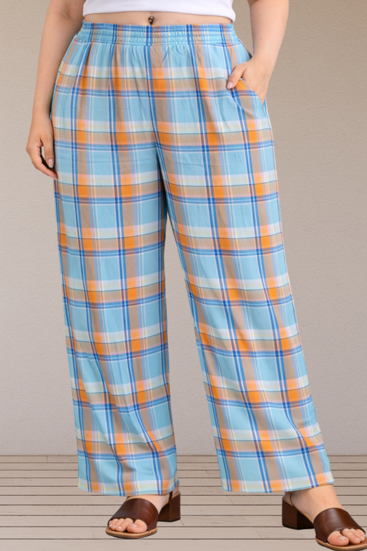 Sky Blue Checked Cotton Pajama Pant