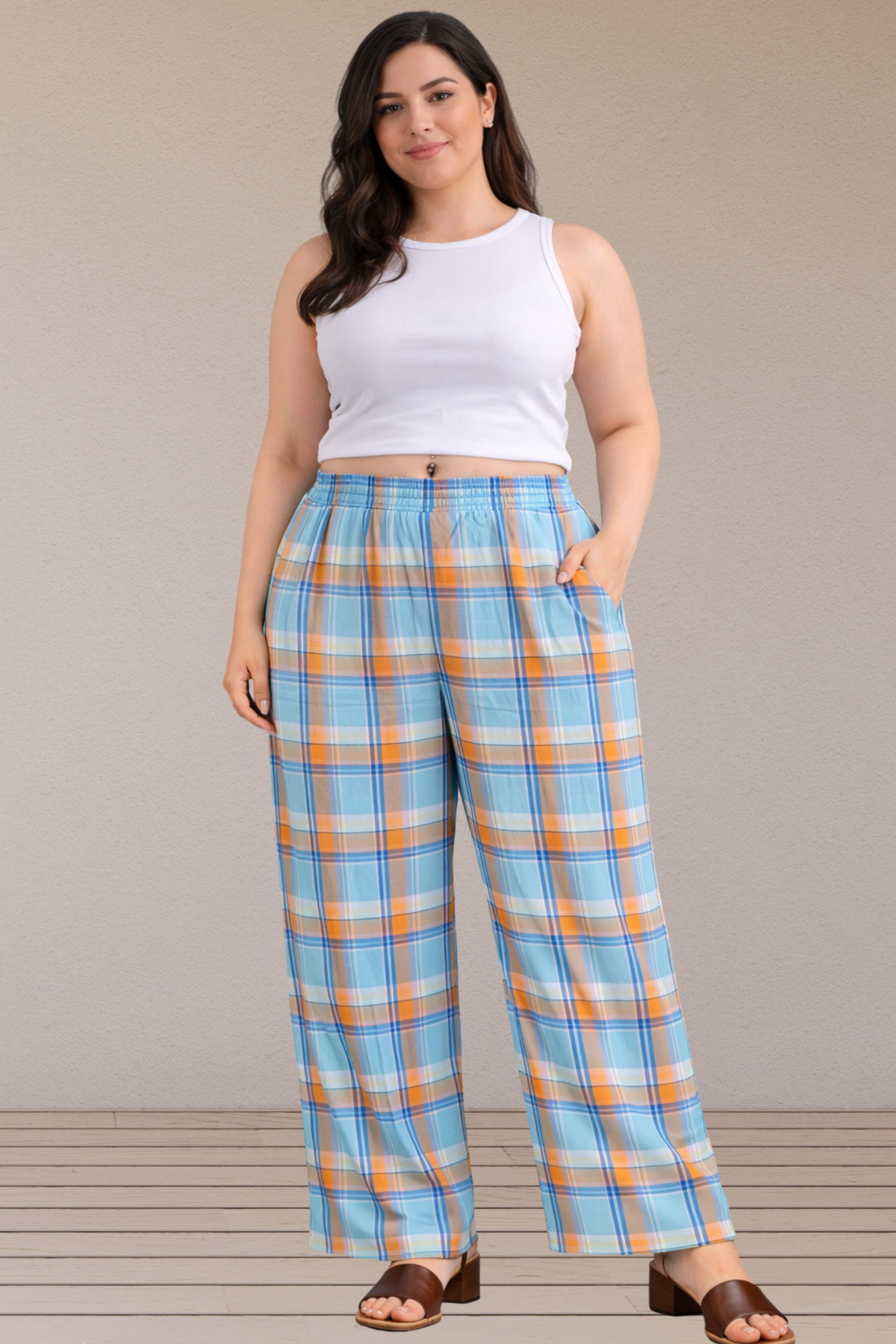 Sky Blue Checked Cotton Pajama Pant