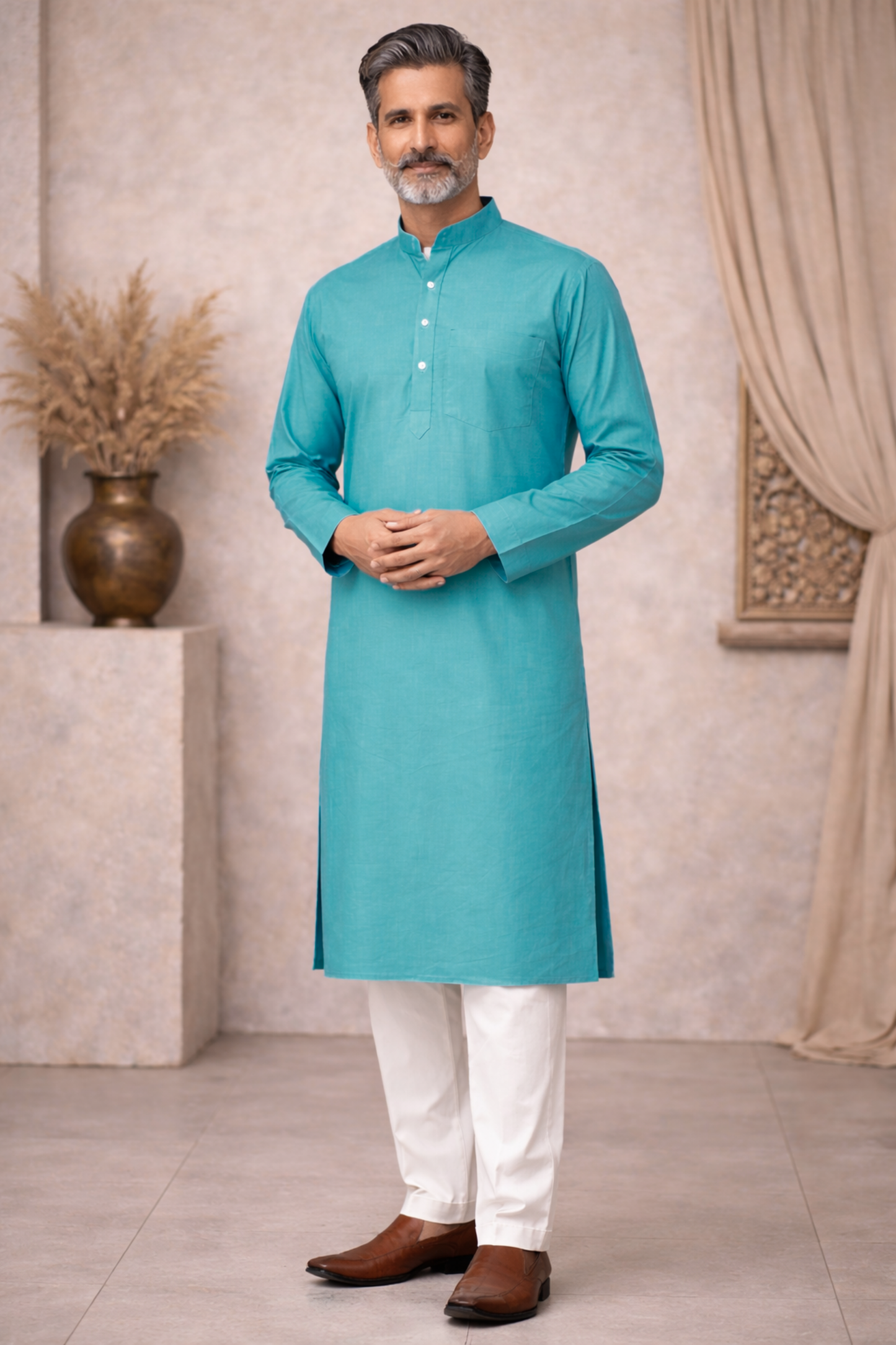 Sky Blue Cotton Kurta Pajama