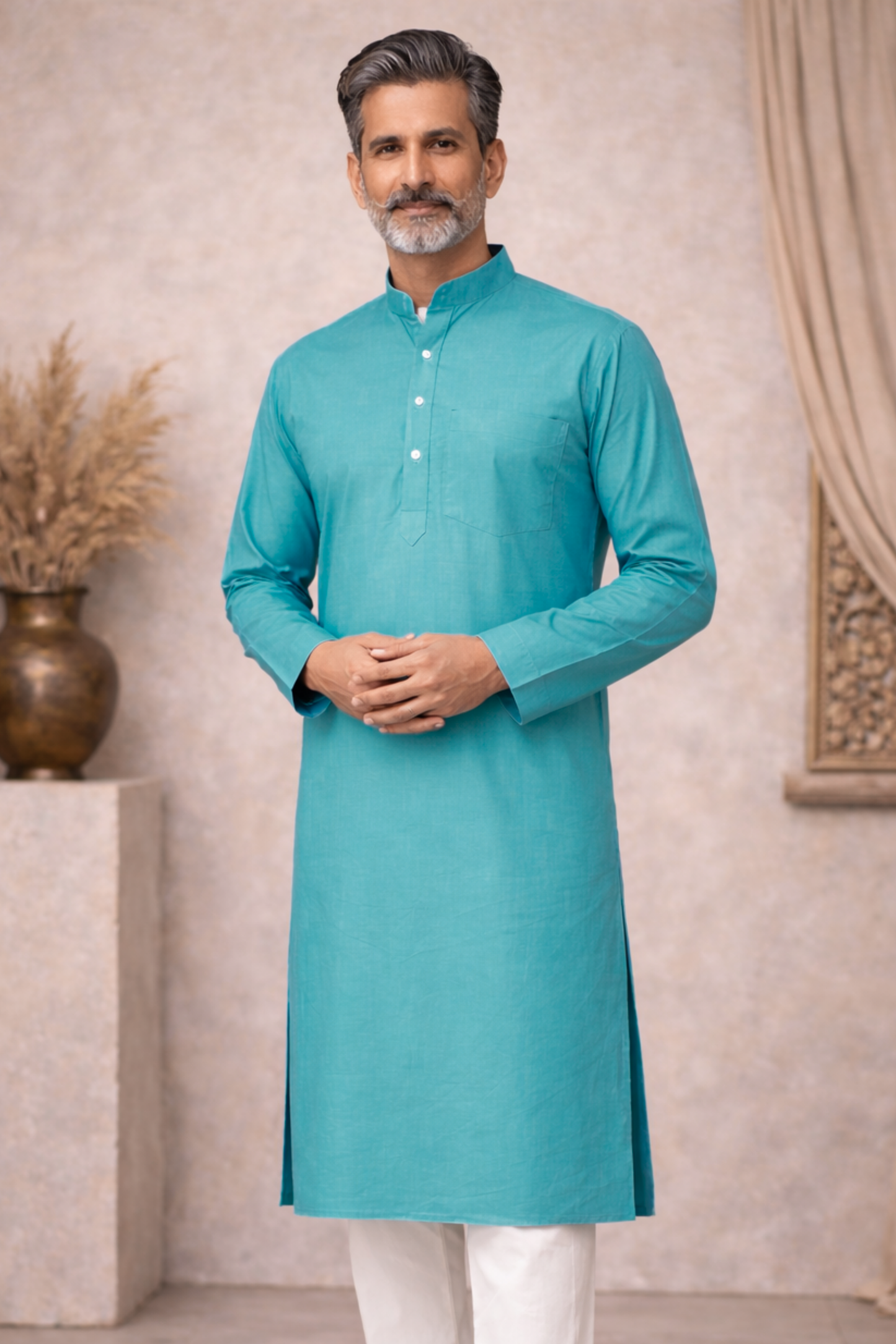 Sky Blue Cotton Kurta Pajama
