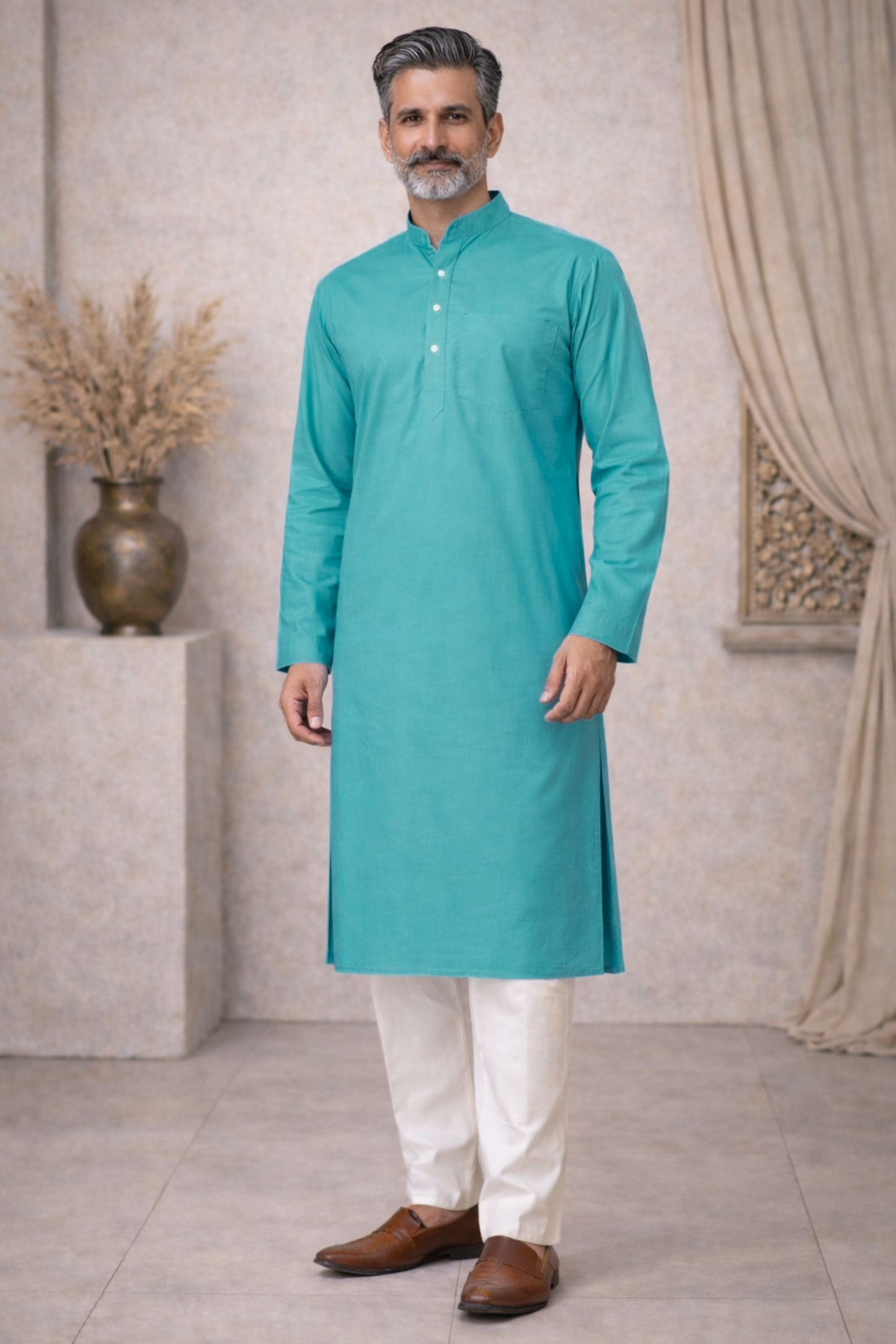 Sky Blue Cotton Kurta Pajama