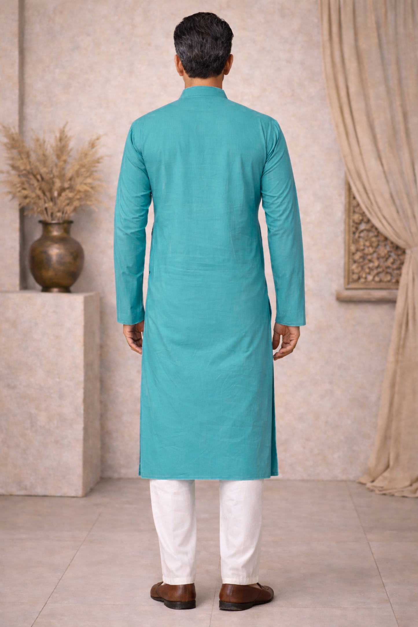 Sky Blue Cotton Kurta Pajama