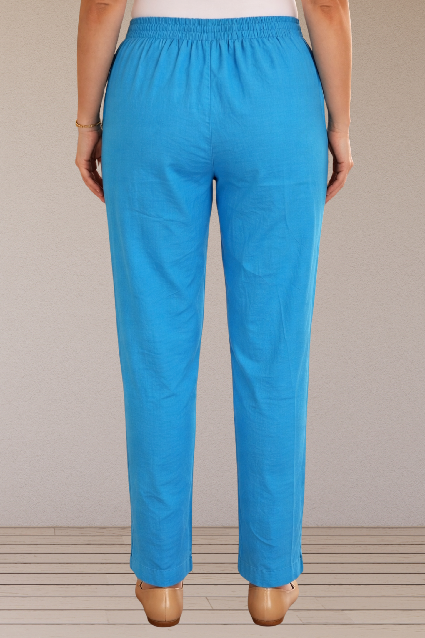 Sky Blue Cotton Straight Pants