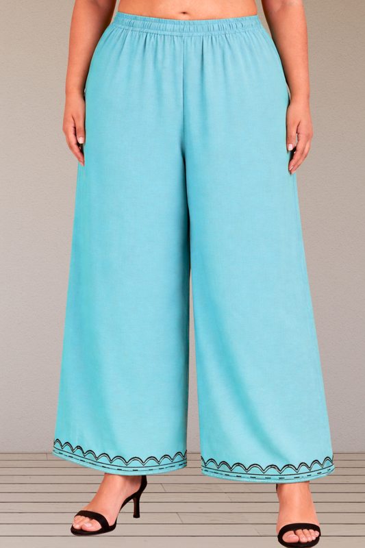 Sky Blue Detailed Rayon Palazzo