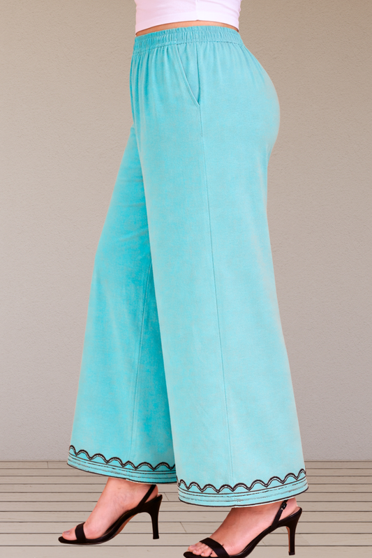 Sky Blue Detailed Rayon Palazzo