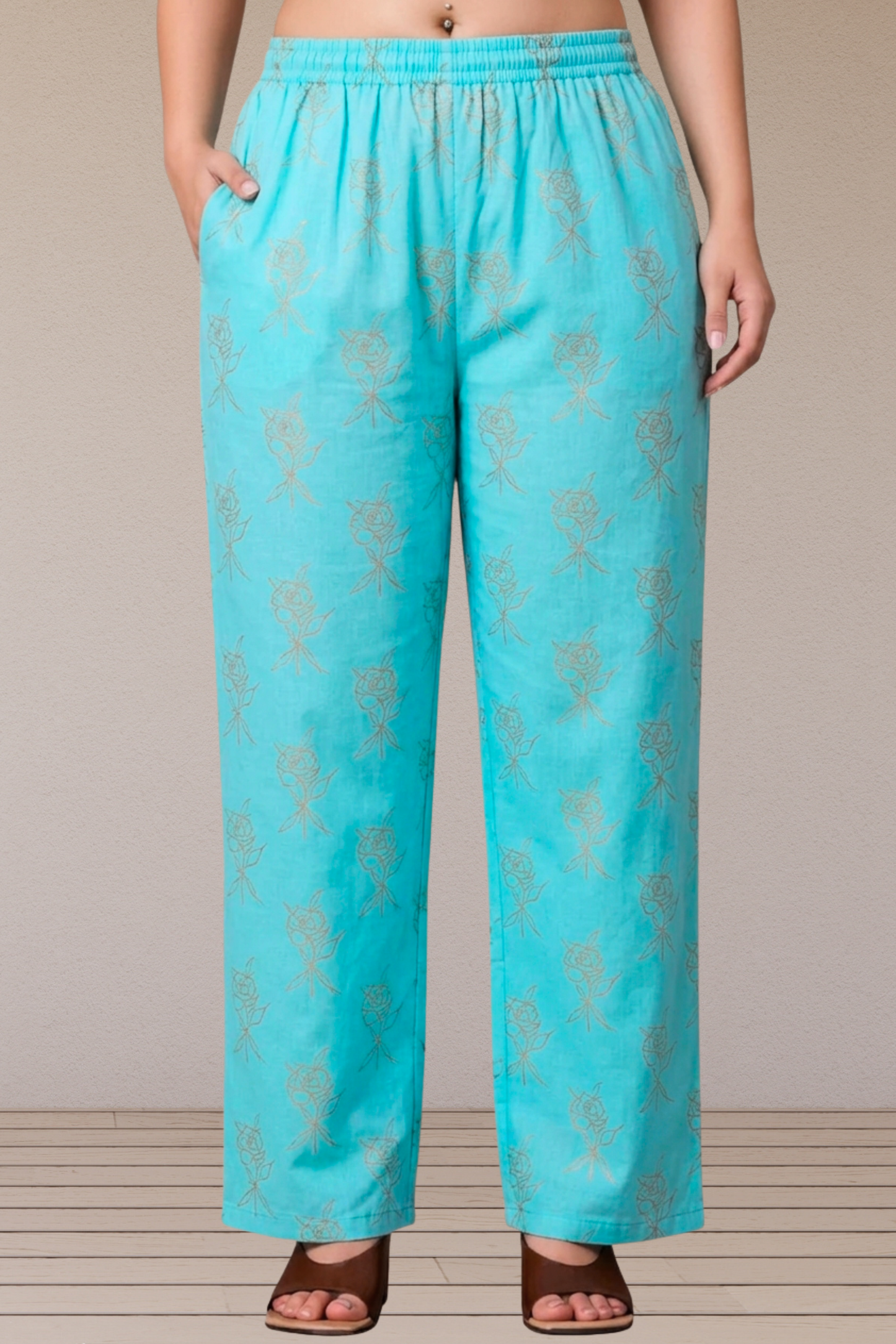 Sky Blue Foil Printed Palazzo