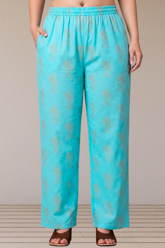 Sky Blue Foil Printed Palazzo