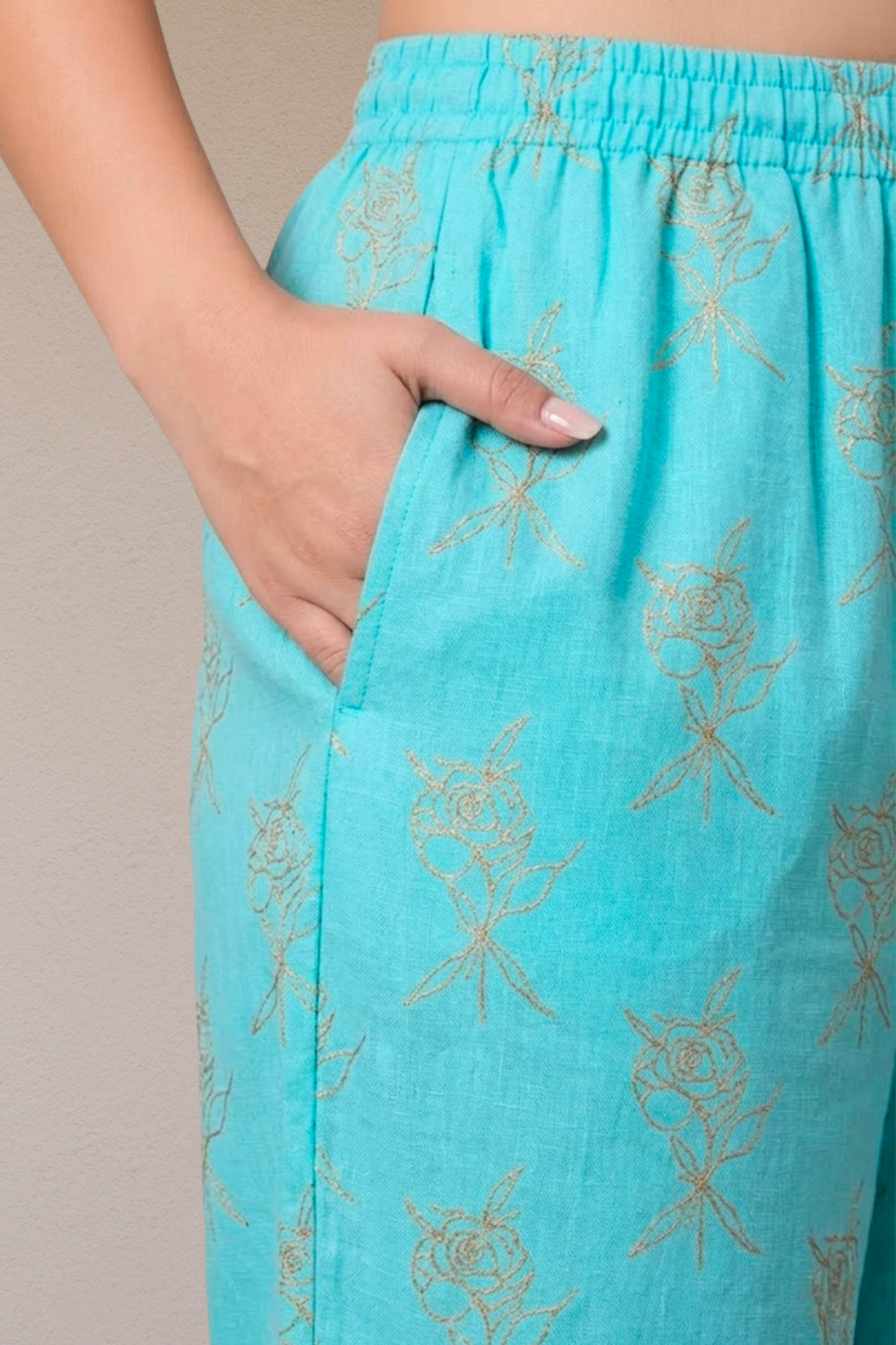 Sky Blue Foil Printed Palazzo