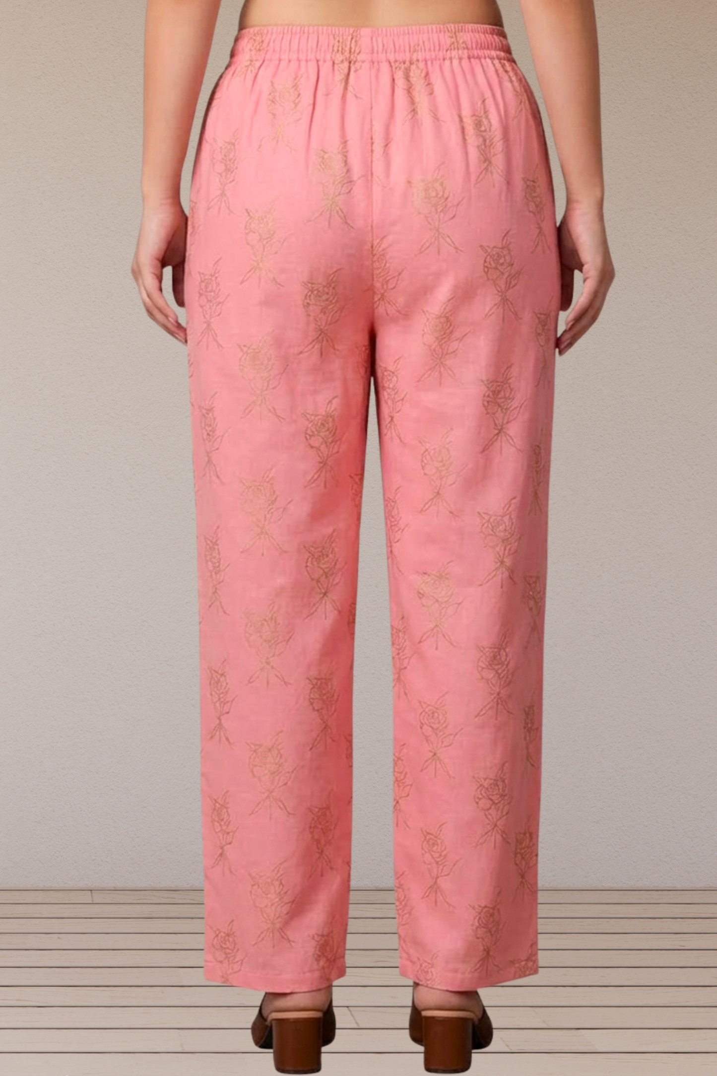 Baby Pink Foil Printed Palazzo